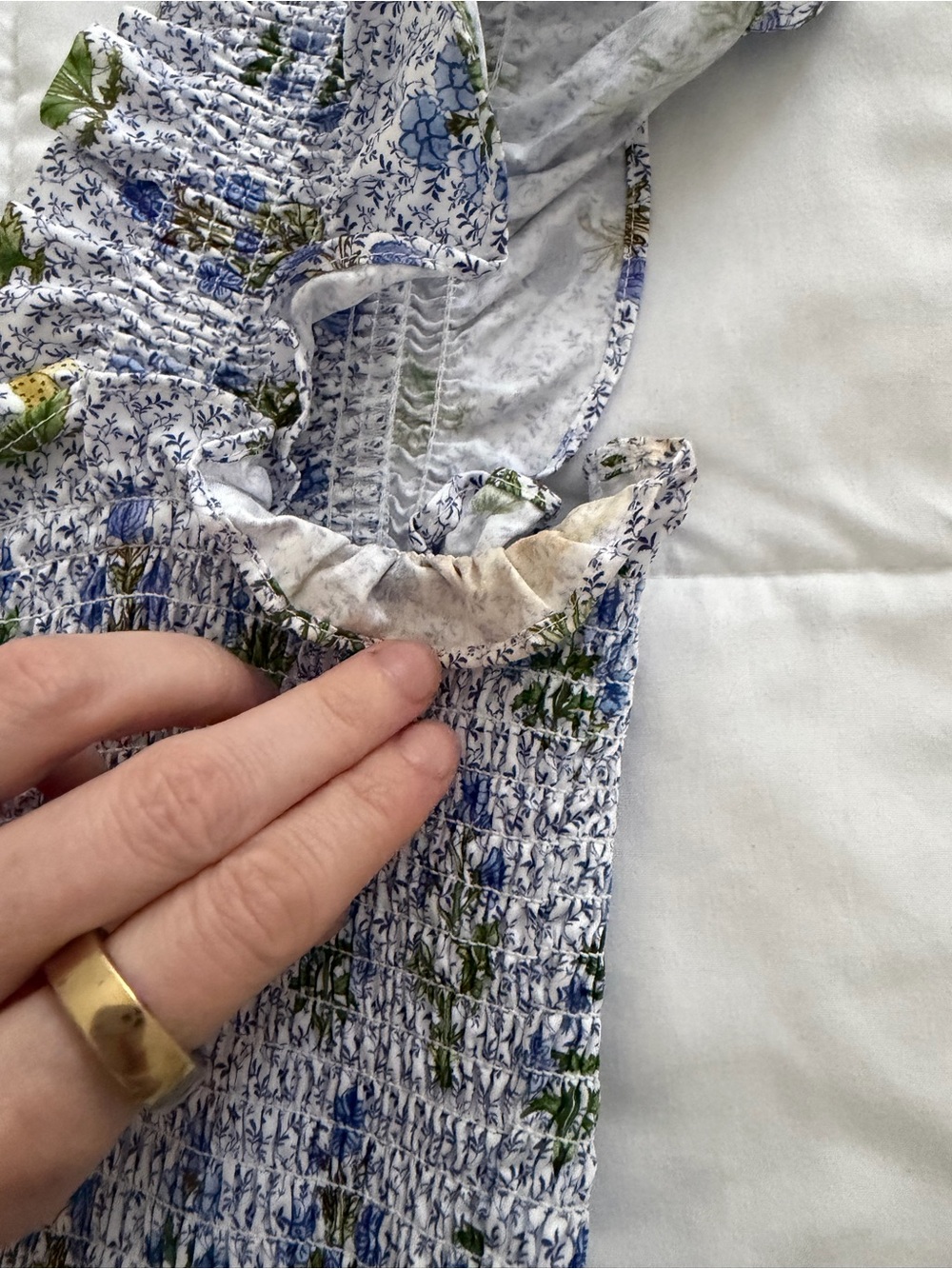 Hill House Light Blue Floral Smocked Square-Neck Mini Dress - Picture 7 of 7